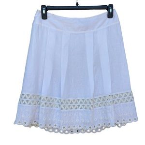 Ann Taylor white linen and eyelet lace skirt size 10